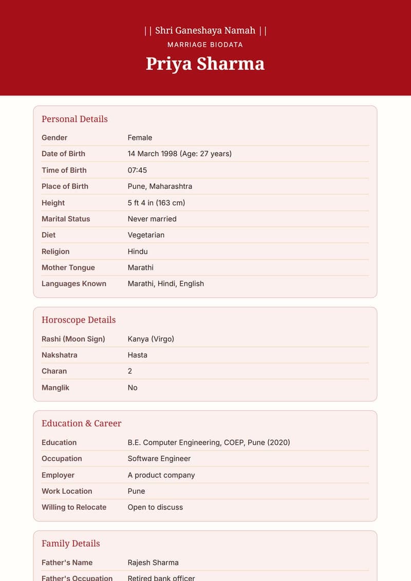 Bengali Alpana marriage biodata design
