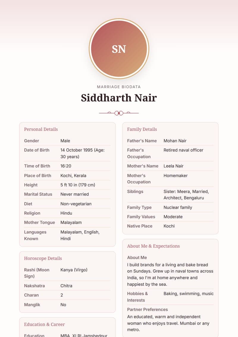 Sample: Biodata with photo